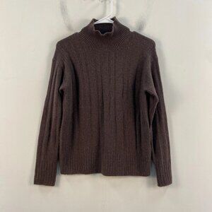 J Crew Womens XXS Sweater Brown Knit Stretch Pullover TurtleNeck Wool Alpaca